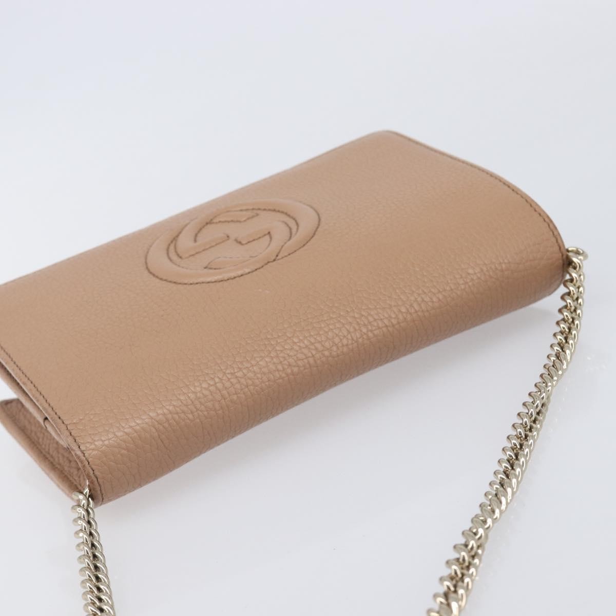 Gucci Soho Wallet On Chain Leather Beige Leather Shoulder Bag Bag (Pre-Owned)