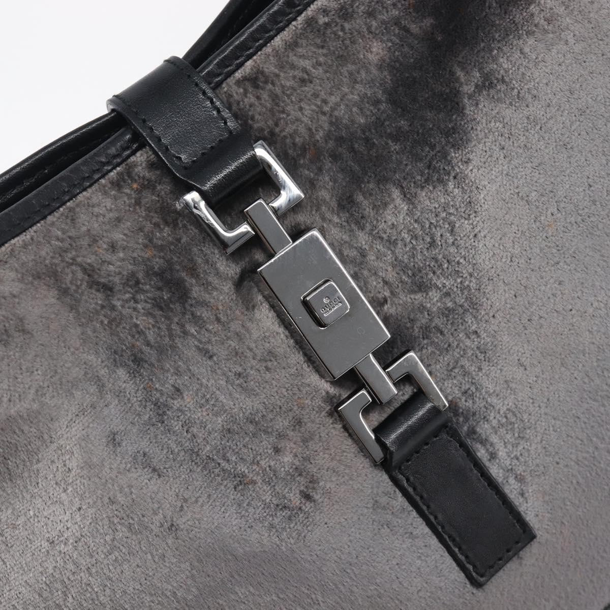 Gucci Vintage Jackie Shoulder Velvet And Leather Black Velvet Handbag (Pre-Owned)