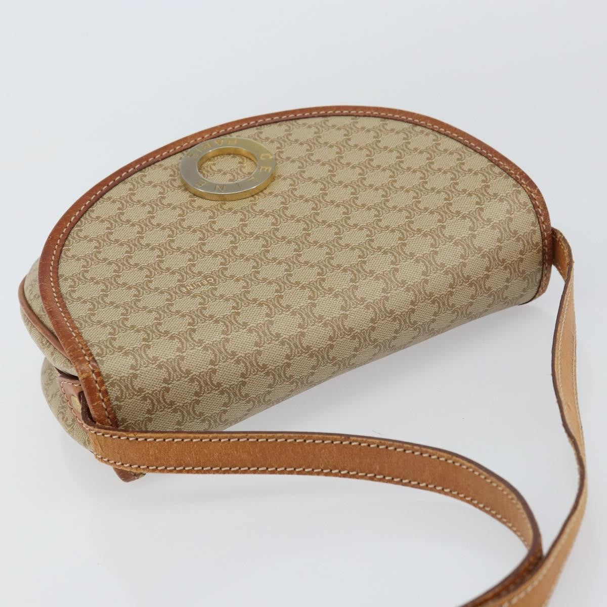 Celine Macadam Shoulder Pvc Leather Beige Pvc Shoulder Bag Bag (Pre-Owned)