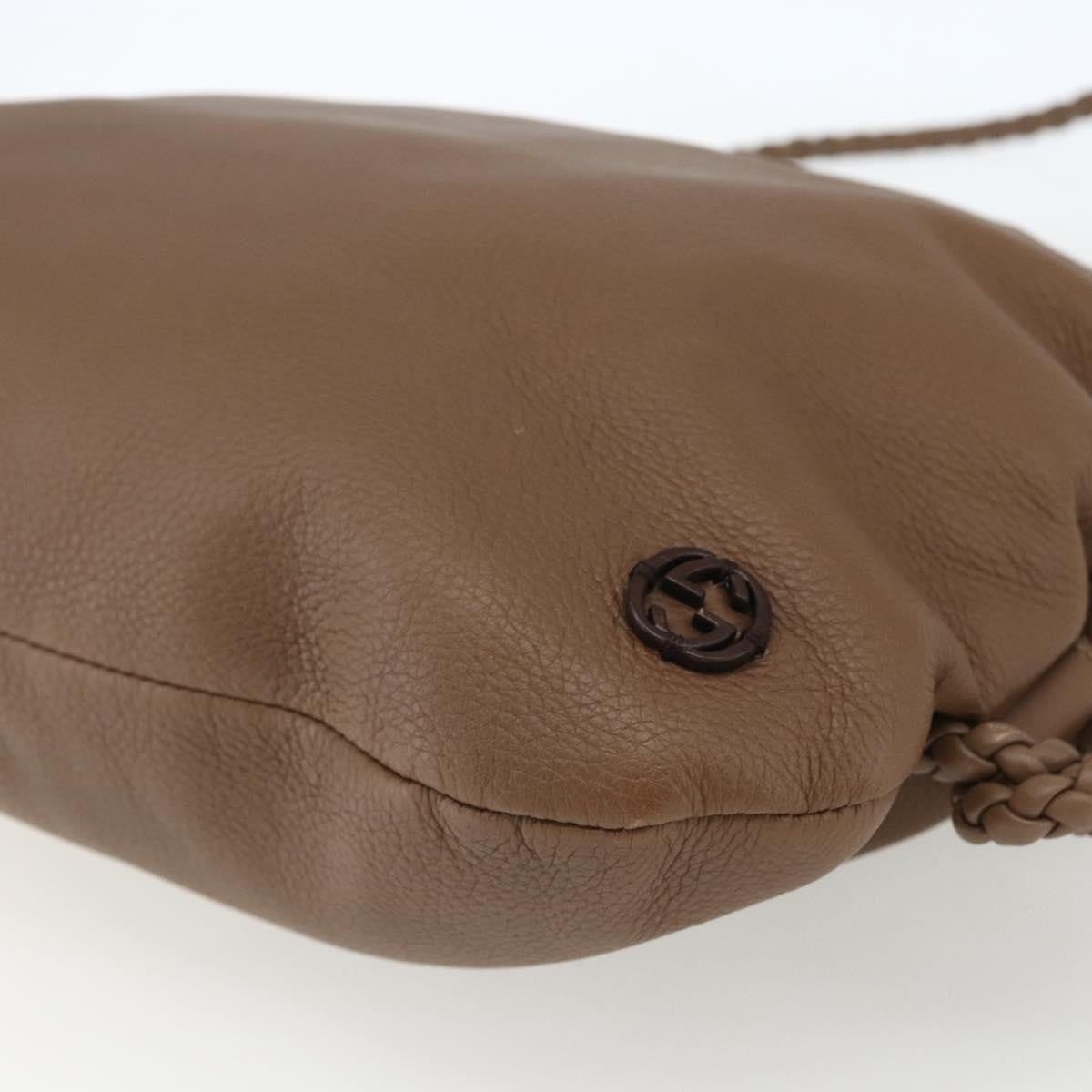 Gucci Braided Strap Zip Messenger Leather Brown Leather Shoulder Bag Bag (Pre-Owned)