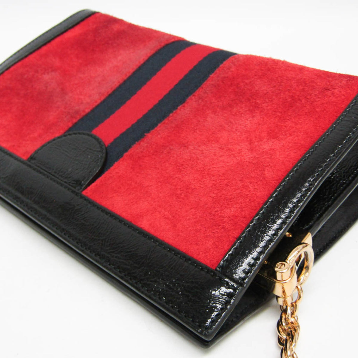 Gucci Ophidia Chain Suede Red Leather Shoulder Bag Bag (Pre-Owned)
