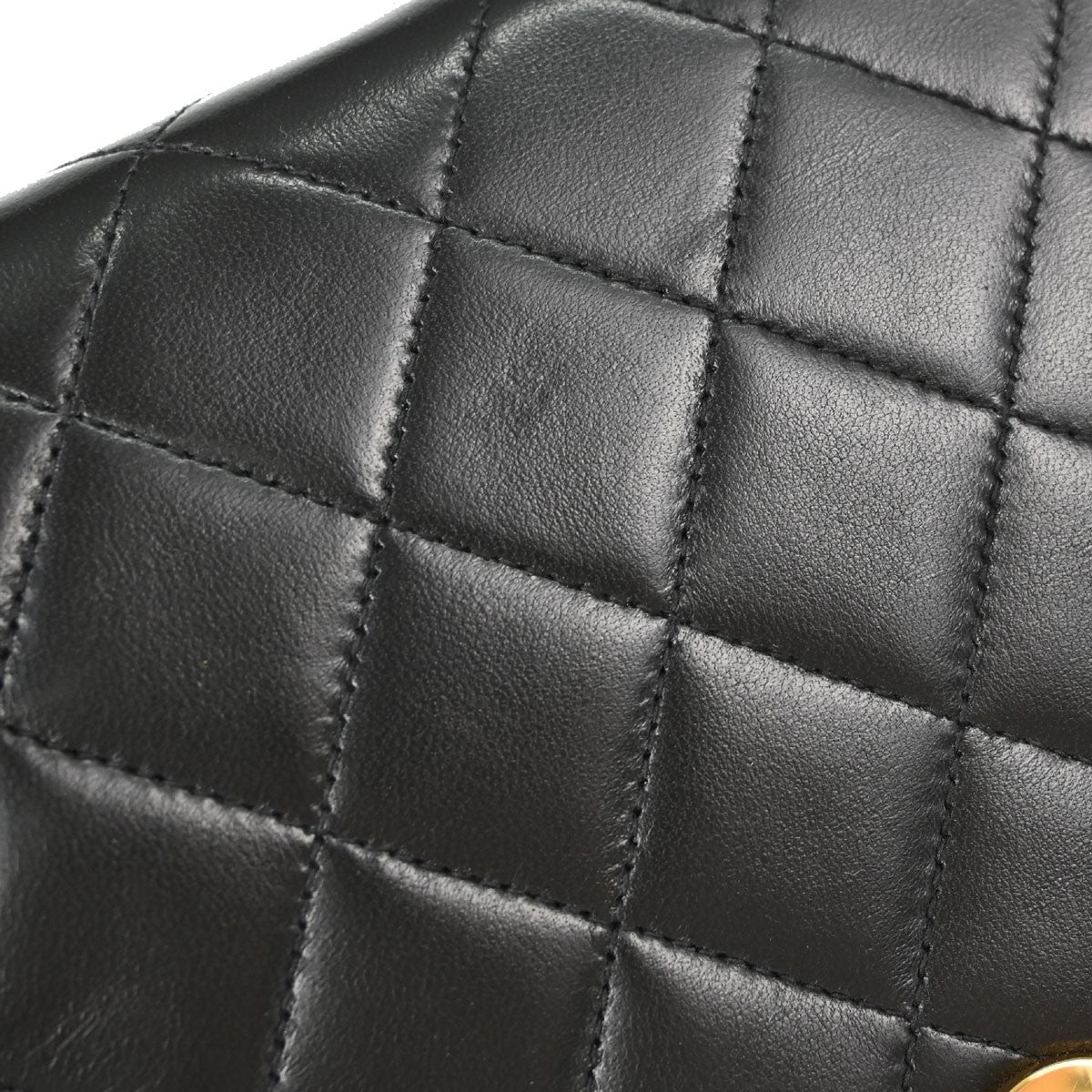 Chanel Vintage Full Flap Quilted Lambskin Black Leather Shoulder Bag Bag (Pre-Owned)