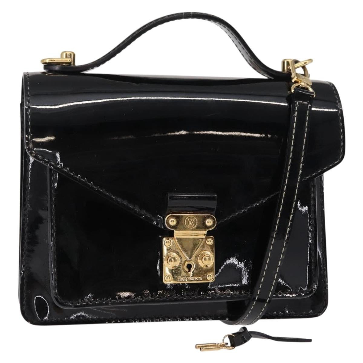 Louis Vuitton Monceau Vernis Black Patent_Leather Handbag (Pre-Owned)