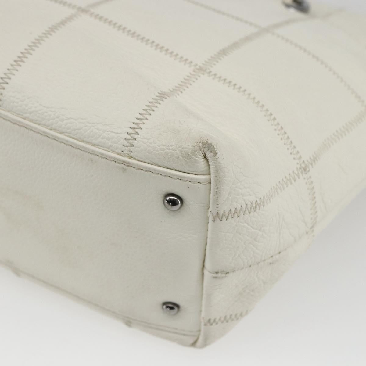 Chanel Square Stitch Quilted Leather White Leather Tote Bag Bag (Pre-Owned)