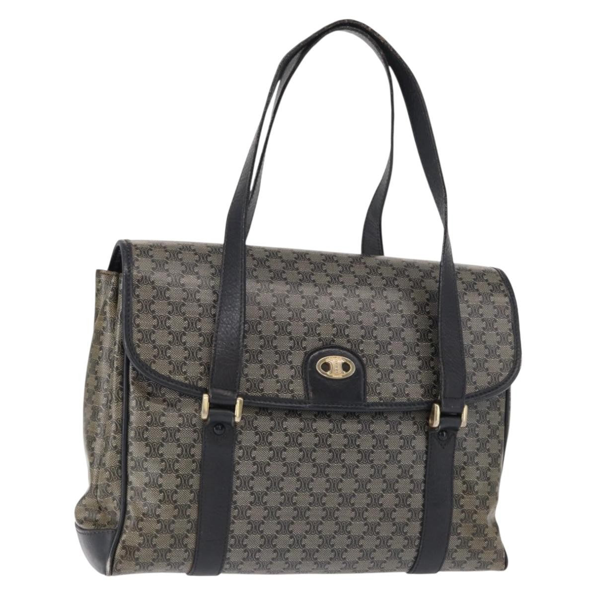 Celine Vintage Macadam Canvas And Leather Black Canvas Shoulder Bag Bag (Pre-Owned)