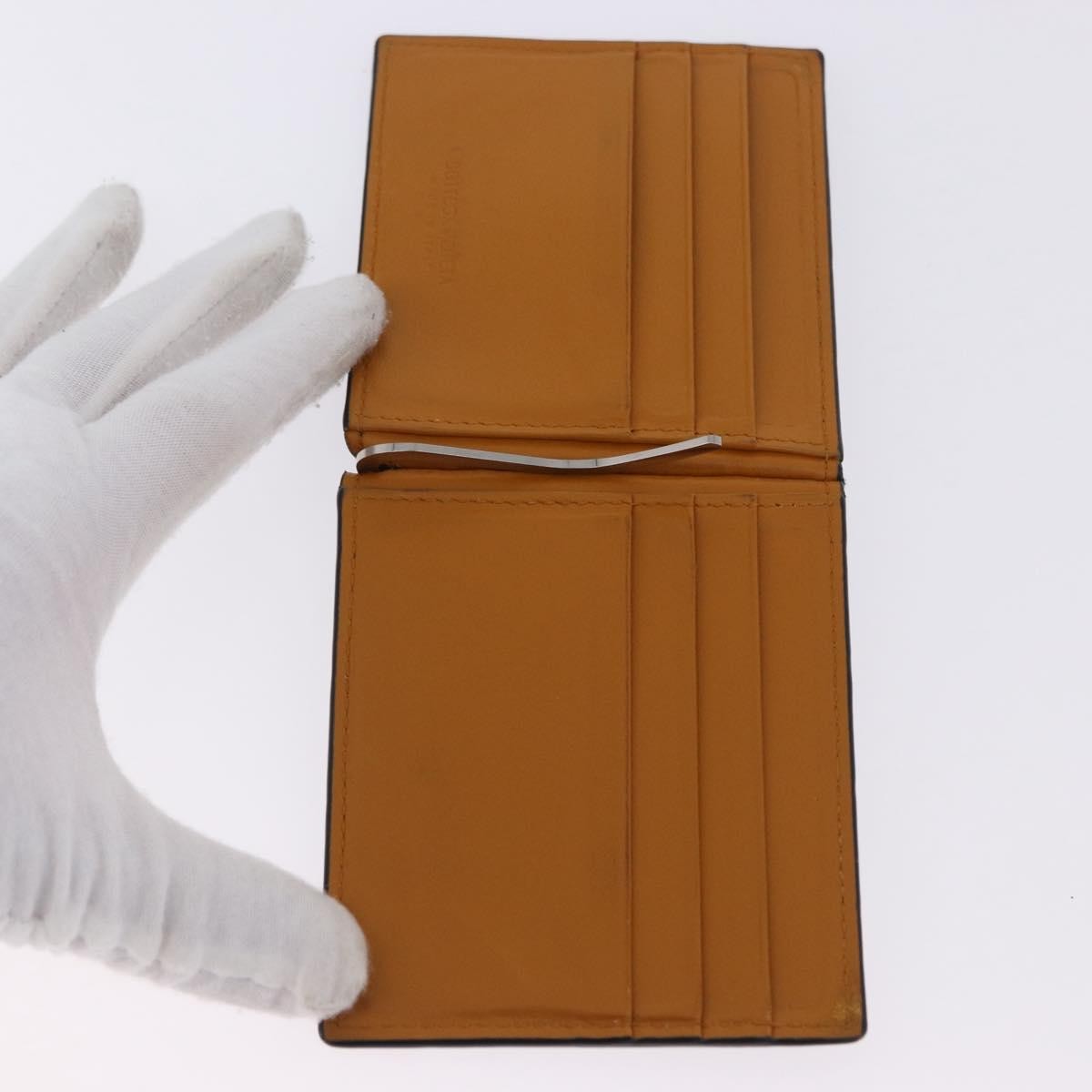 Bottega Veneta Bifold Card Holder Intercciato Leather Navy Leather Card Holders Accessory (Pre-Owned)