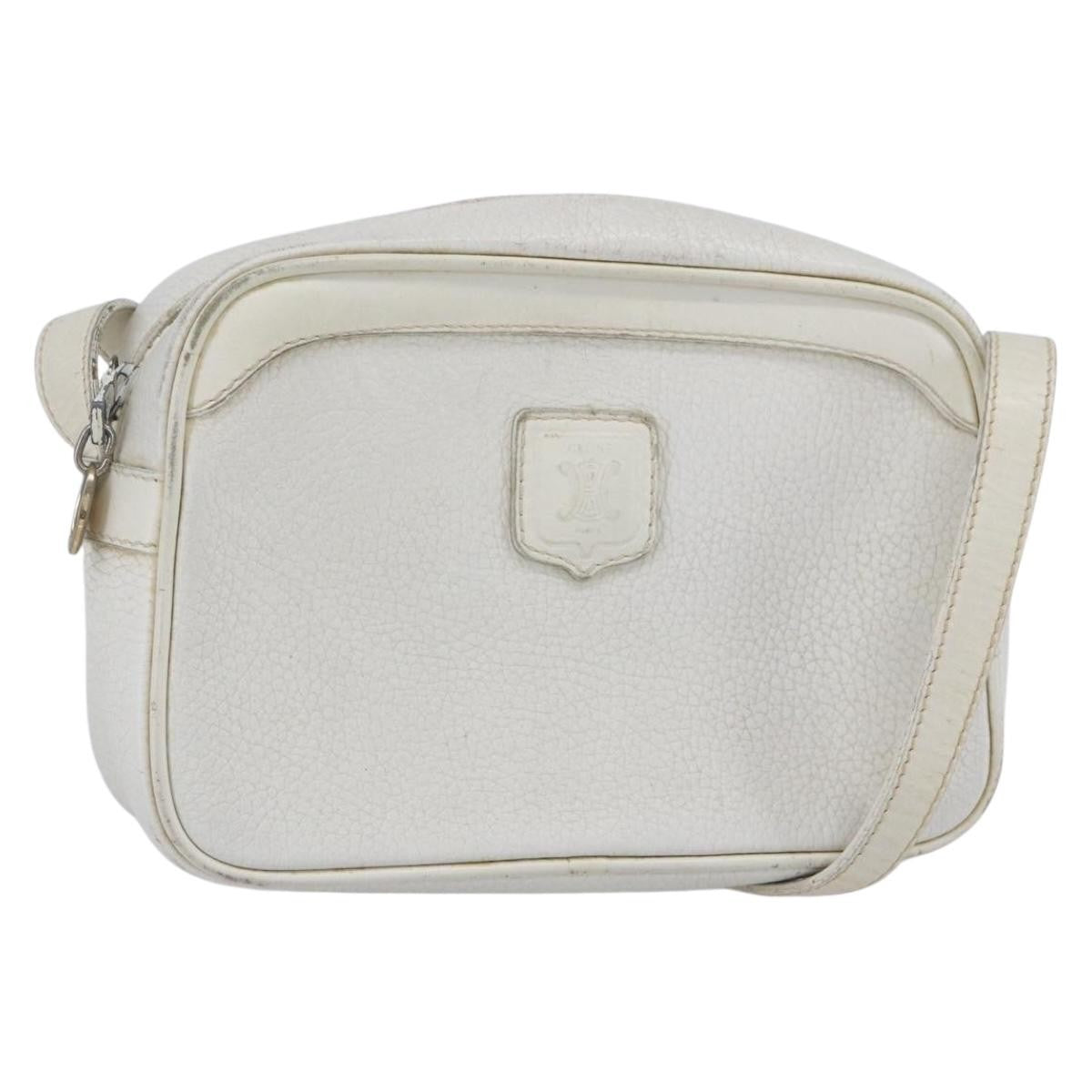 Celine Vintage Leather White Leather Shoulder Bag Bag (Pre-Owned)