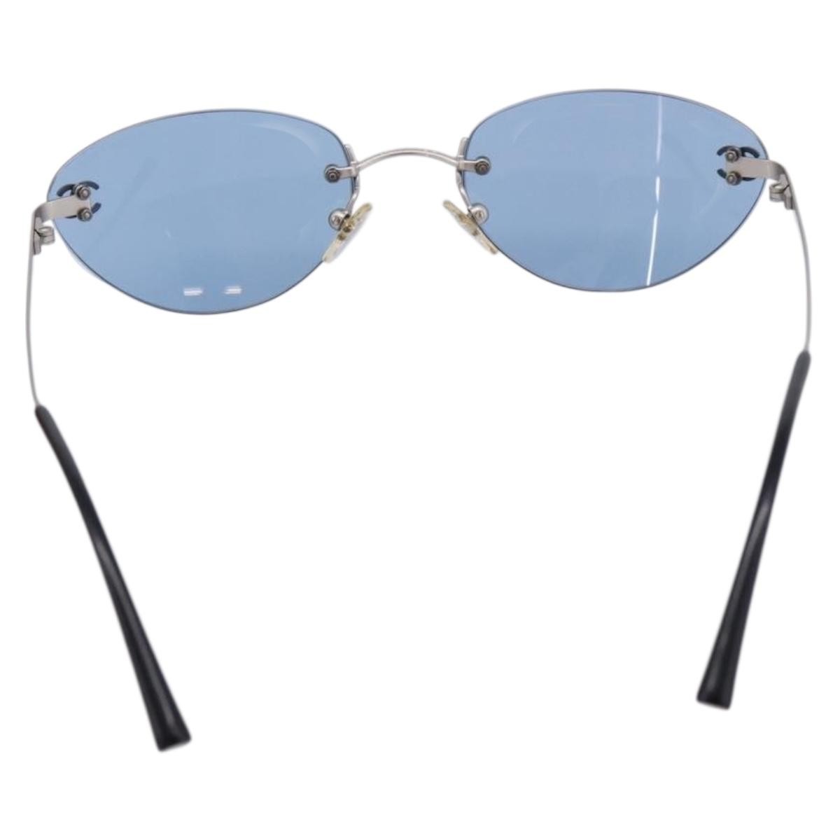 Chanel Logo Cc Metal Silver Metal Sunglasse Accessory (Pre-Owned)