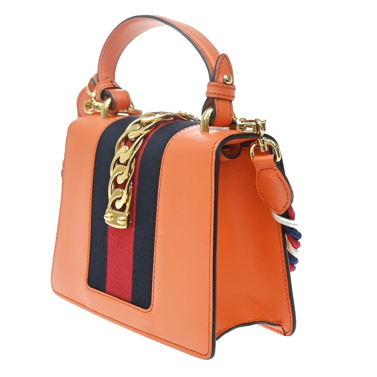 Gucci Sylvie Leather Orange Leather Handbag (Pre-Owned)
