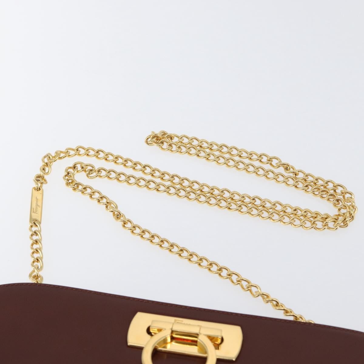 Salvatore Ferragamo Vintage Gancini Chain Leather Brown Leather Shoulder Bag Bag (Pre-Owned)