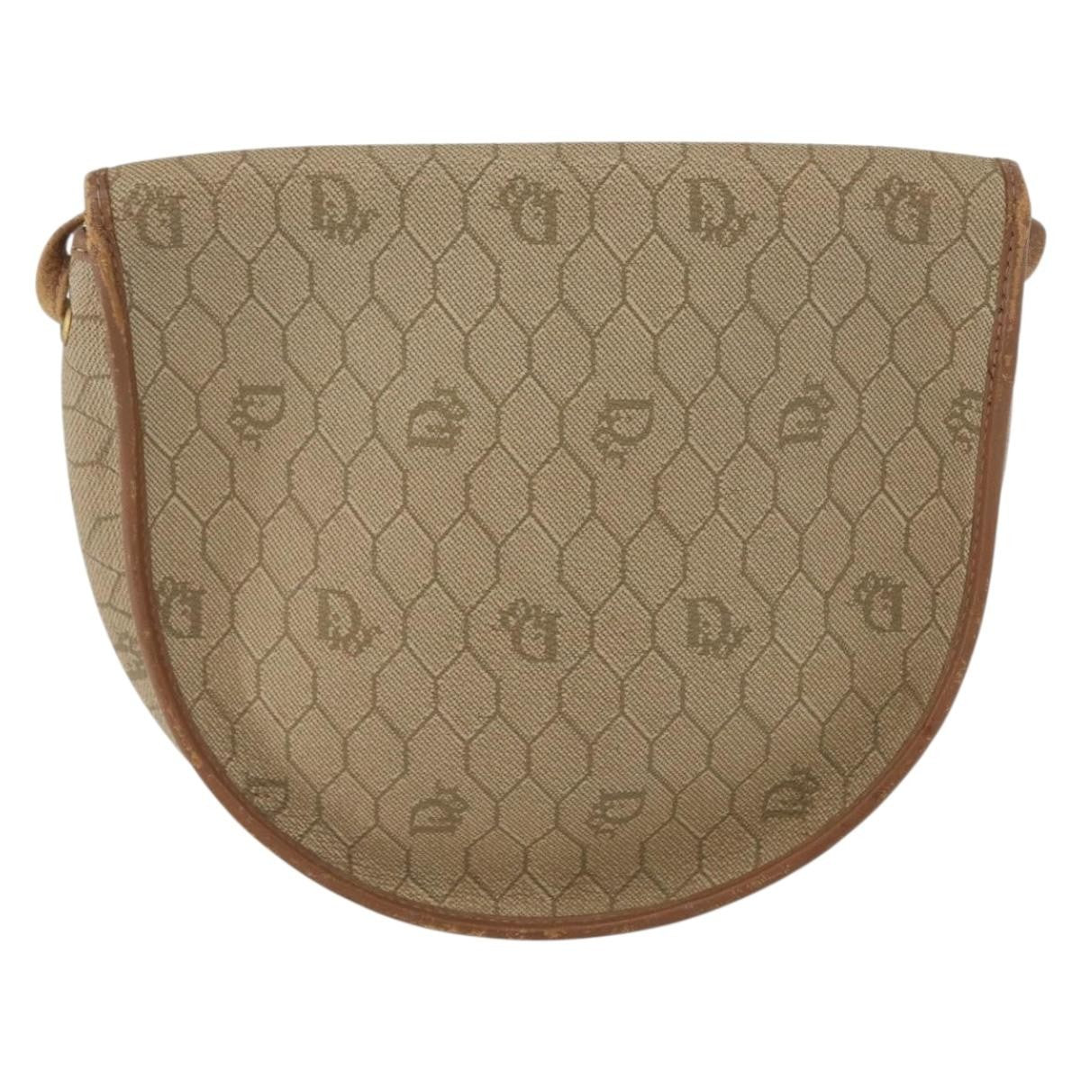 Christian Dior Vintage Honeycomb Flap Canvas And Leather Beige Canvas Shoulder Bag Bag (Pre-Owned)