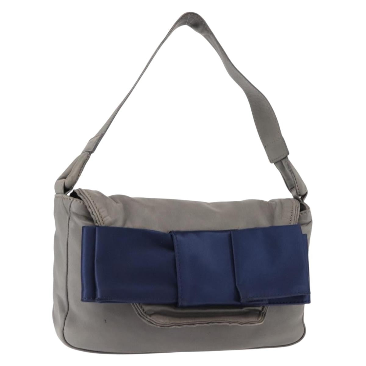 Chloe Vintage Flap Leather Gray Leather Shoulder Bag Bag (Pre-Owned)