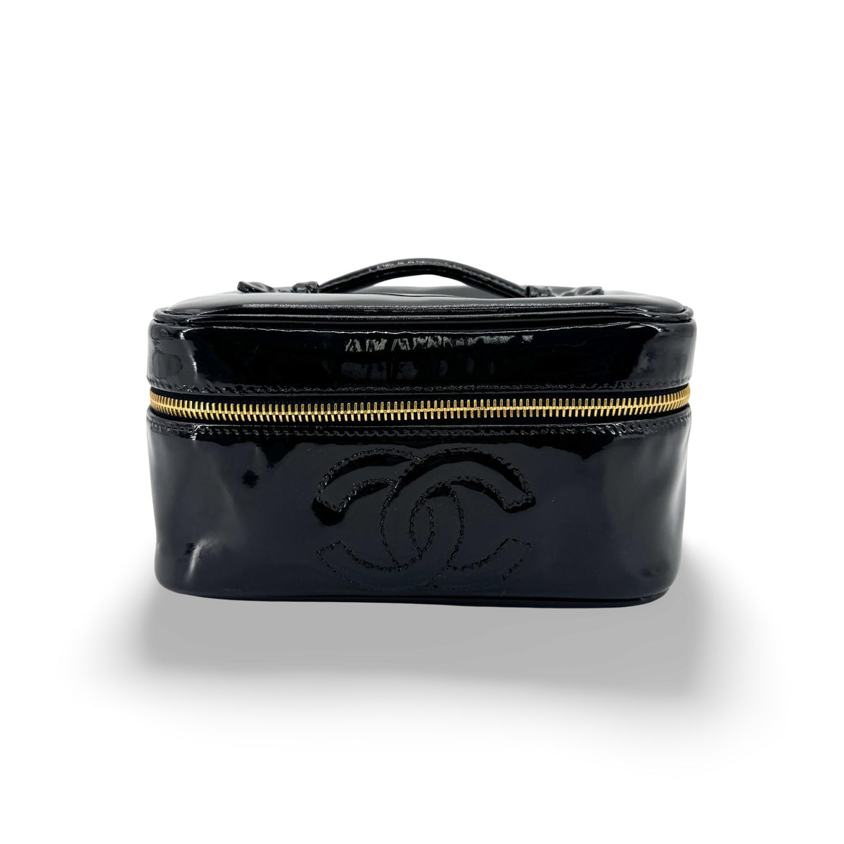 Chanel Vintage Timeless Cosmetic Case Patent Black Patent_Leather Clutche & Pouche Bag (Pre-Owned)