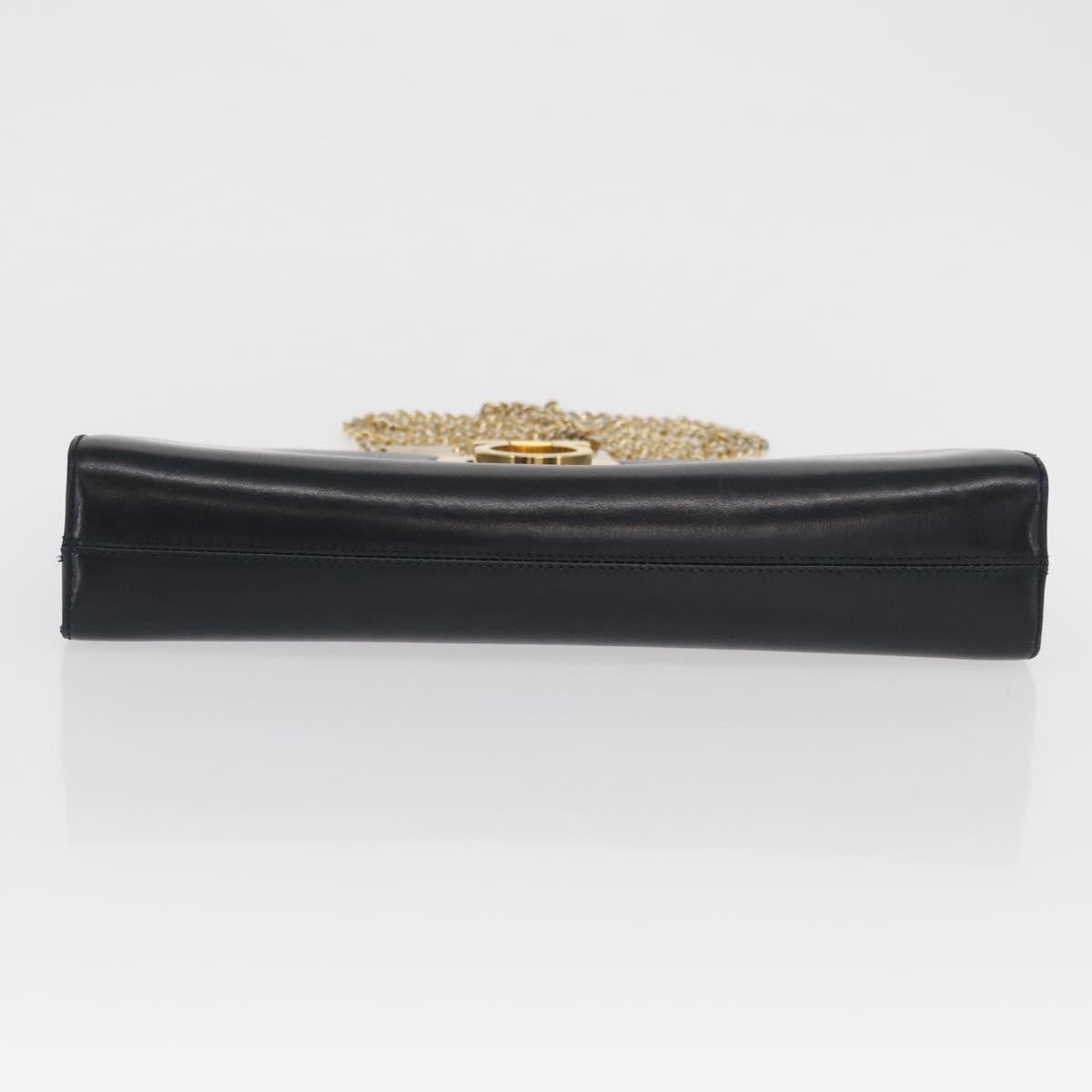 Salvatore Ferragamo Vintage Gancini Chain Leather Navy Leather Shoulder Bag Bag (Pre-Owned)