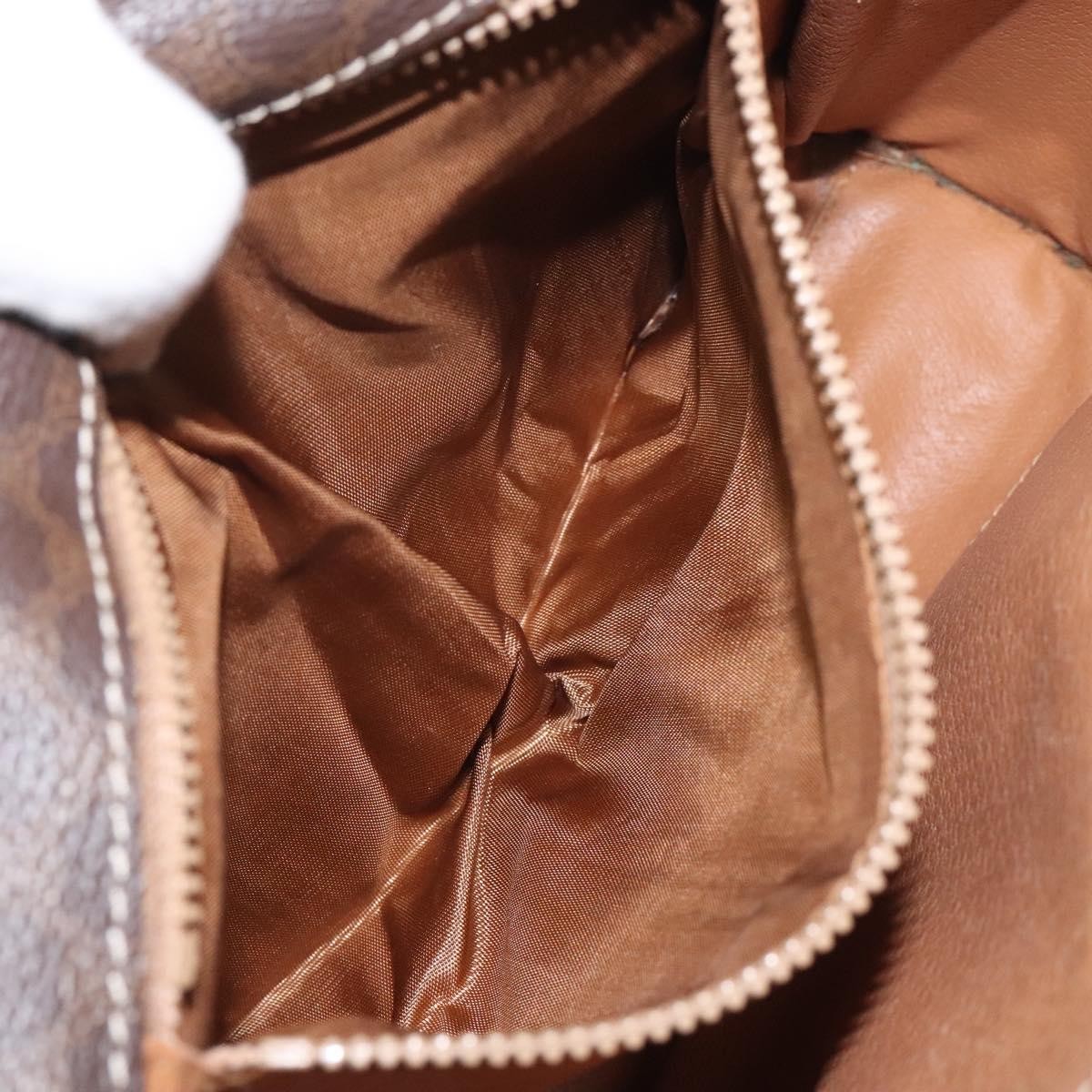 Celine Vintage Macadam Circle Logo Canvas And Leather Brown Canvas Shoulder Bag Bag (Pre-Owned)