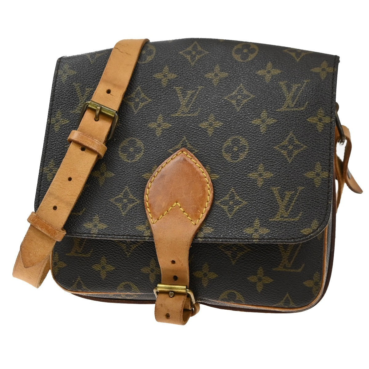 Louis Vuitton Cartouchiere Monogram Canvas Brown Canvas Shoulder Bag Bag (Pre-Owned)
