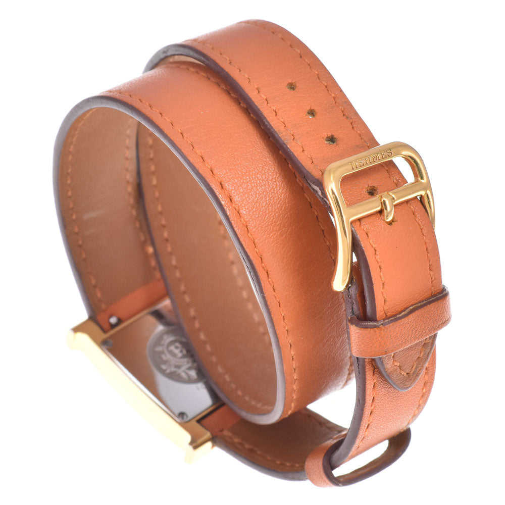 Hermes Heure H Quartz Plated Metal And Leather Watch (Pre-Owned)