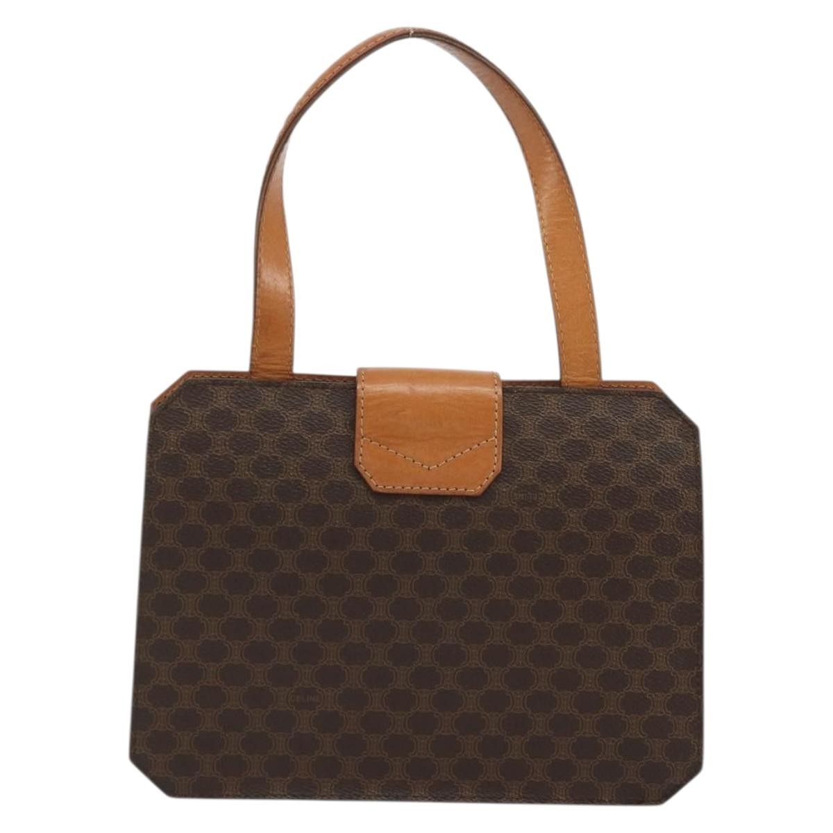 Celine Vintage Macadam Canvas Brown Canvas Handbag (Pre-Owned)