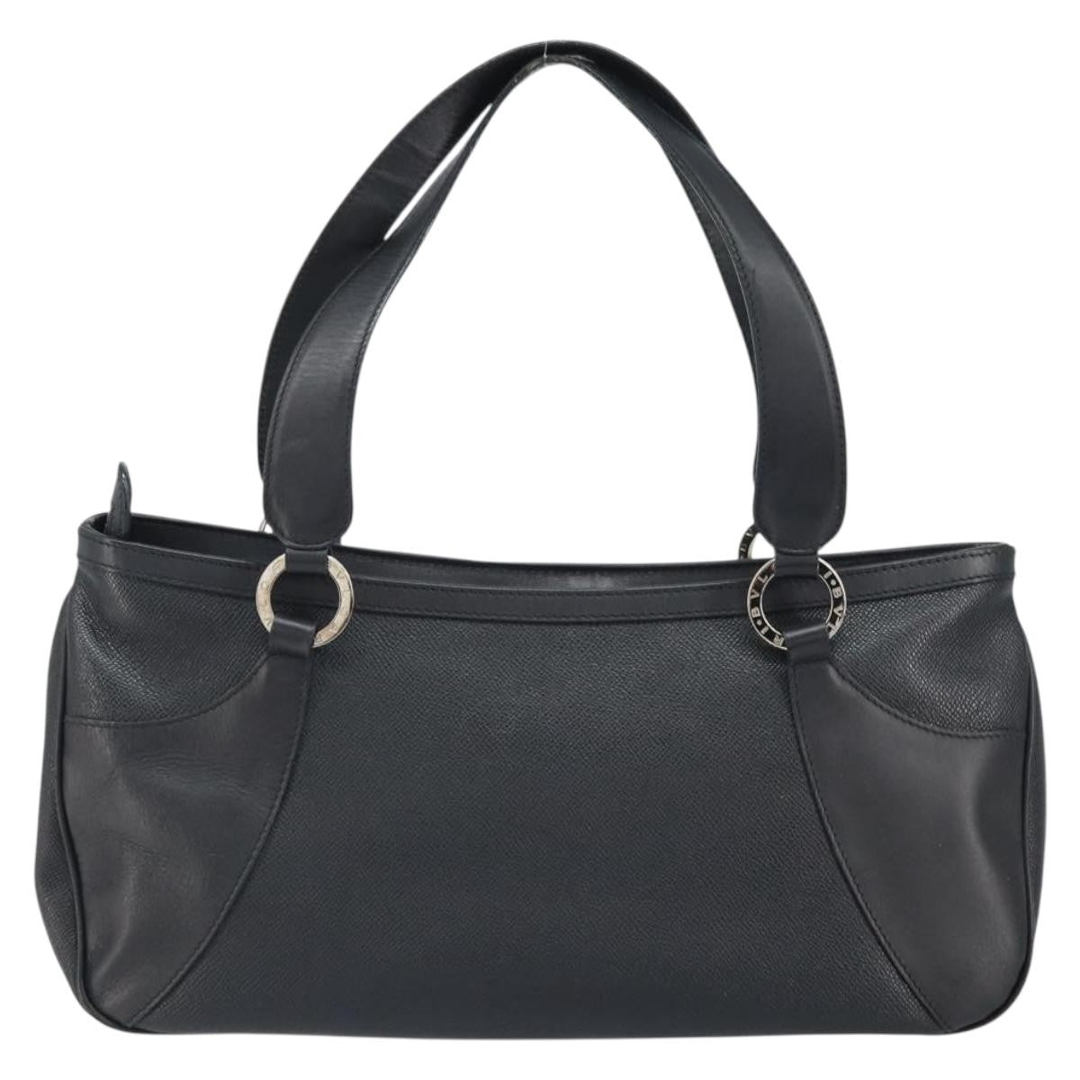 Bvlgari Handbag Leather Black Leather Handbag (Pre-Owned)