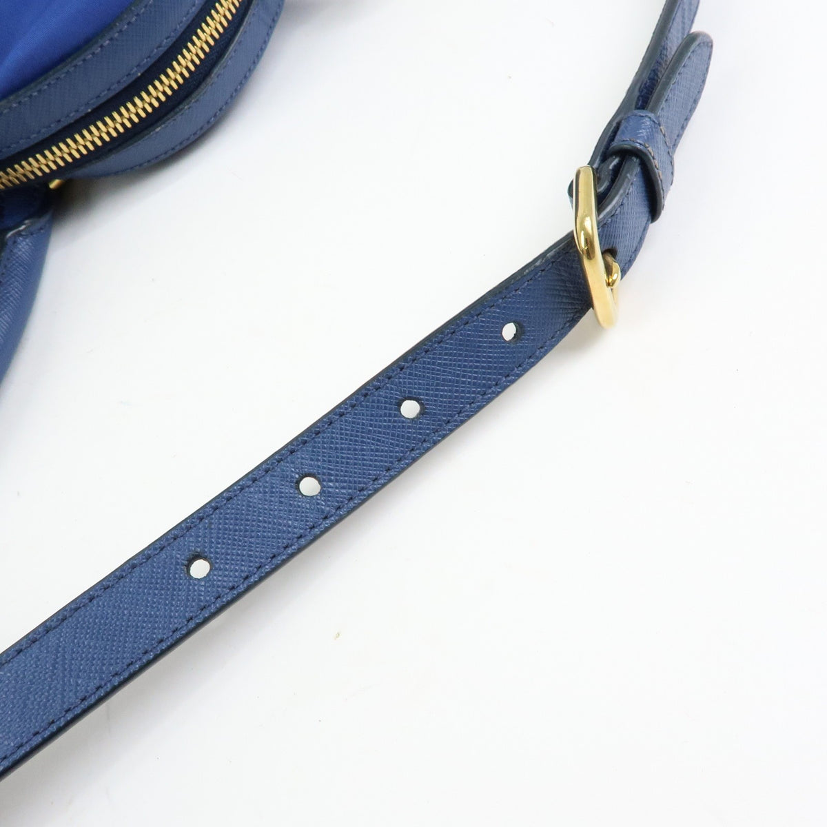 Prada Convertible Dome Satchel Tessuto With Saffiano Leather Blue Nylon Handbag (Pre-Owned)