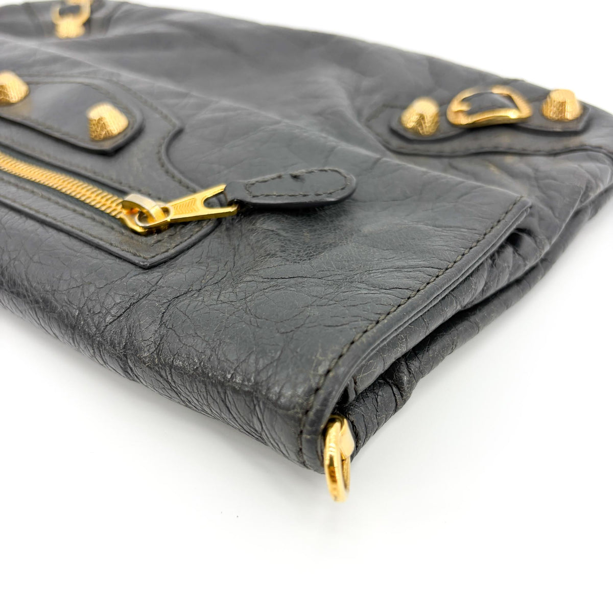Balenciaga Giant Studs Envelope Clutch Leather Black Leather Clutche & Pouche Bag (Pre-Owned)
