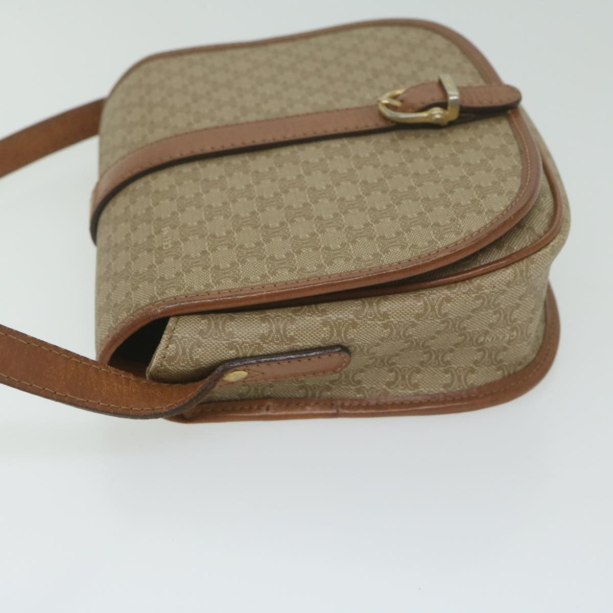 Celine Vintage Macadam Canvas And Leather Beige Canvas Shoulder Bag Bag (Pre-Owned)