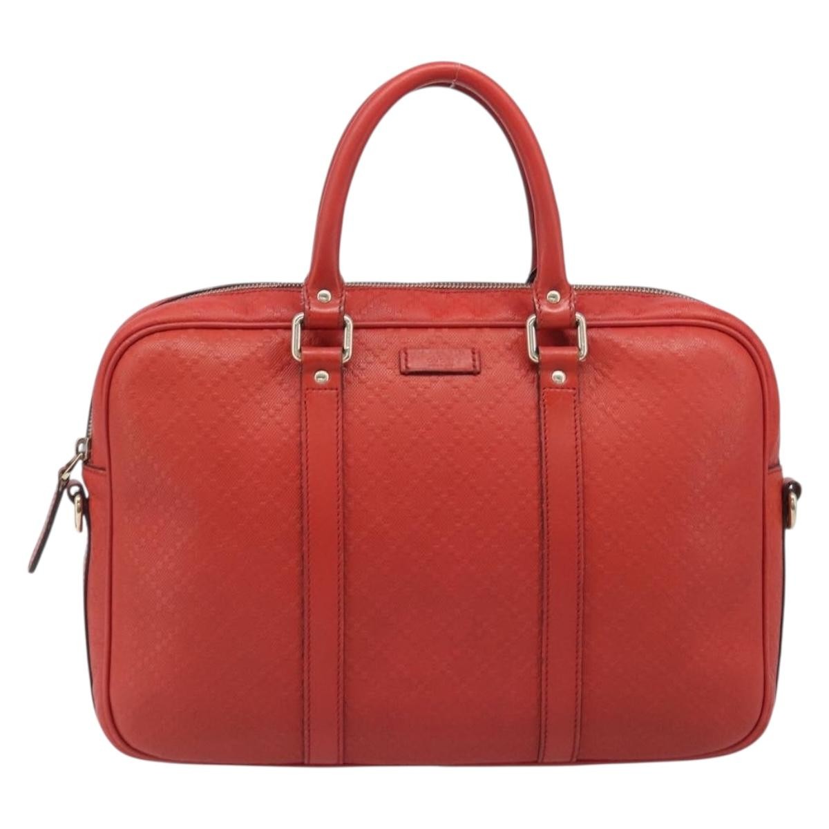 Gucci Bright Convertible Diamante Leather Red Leather Briefcase Bag (Pre-Owned)