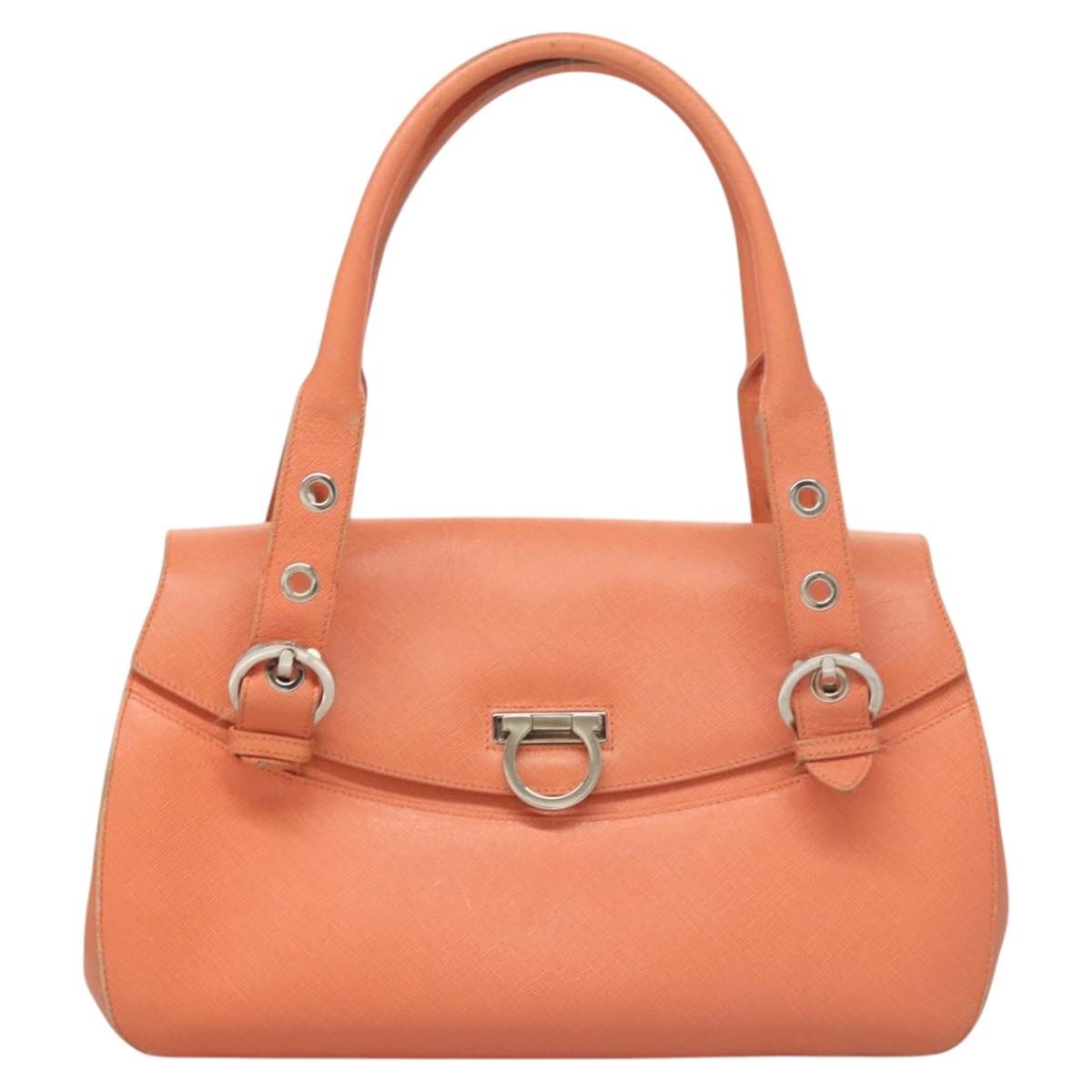 Salvatore Ferragamo Gancini Leather Orange Leather Handbag (Pre-Owned)
