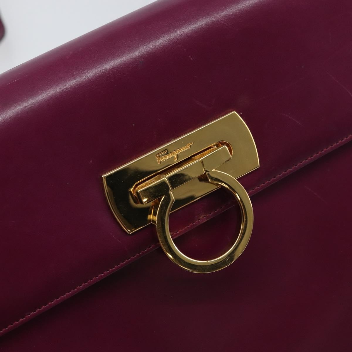 Salvatore Ferragamo Gancini Leather Purple Leather Shoulder Bag Bag (Pre-Owned)