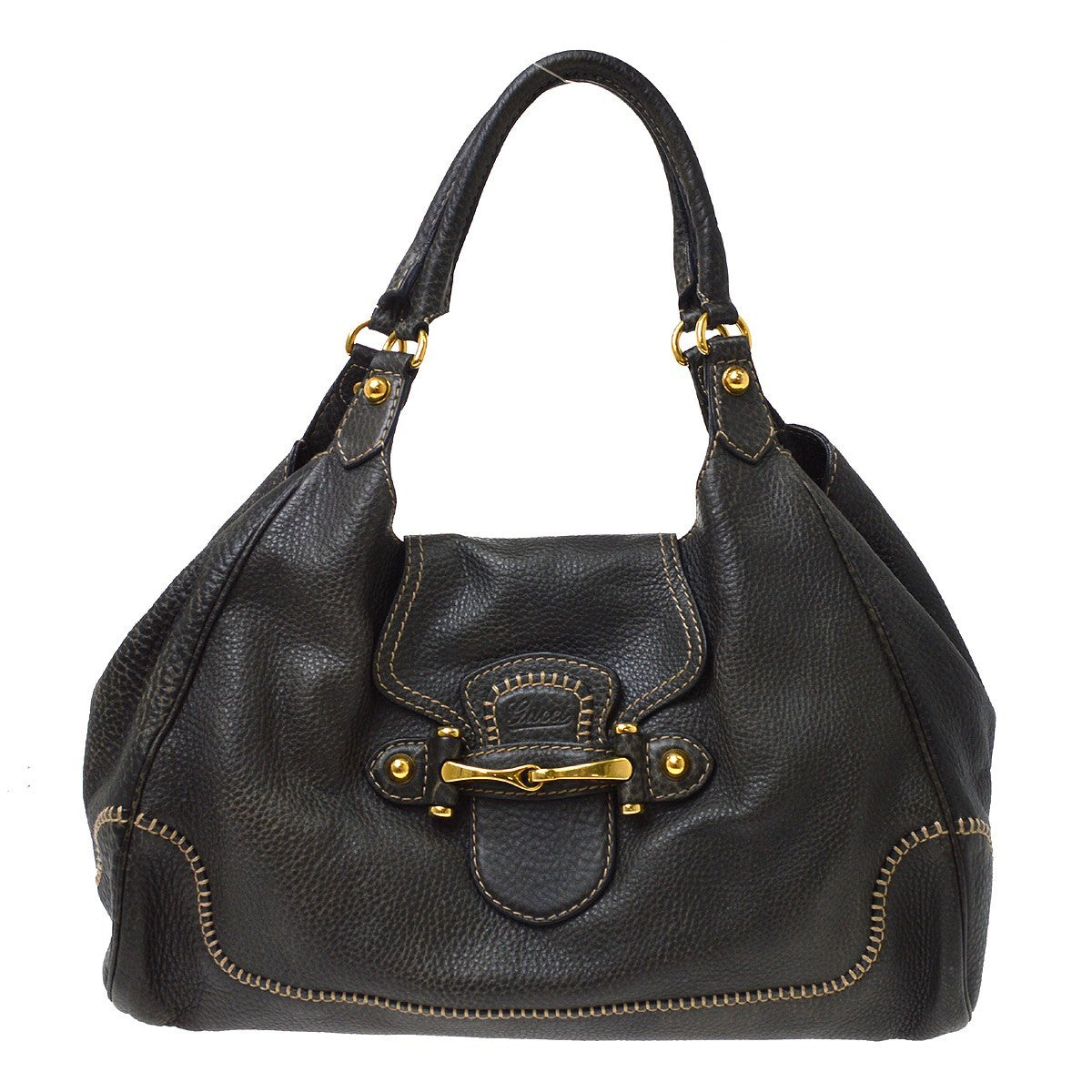 Gucci New Pelham Tote Leather Black Leather Handbag (Pre-Owned)