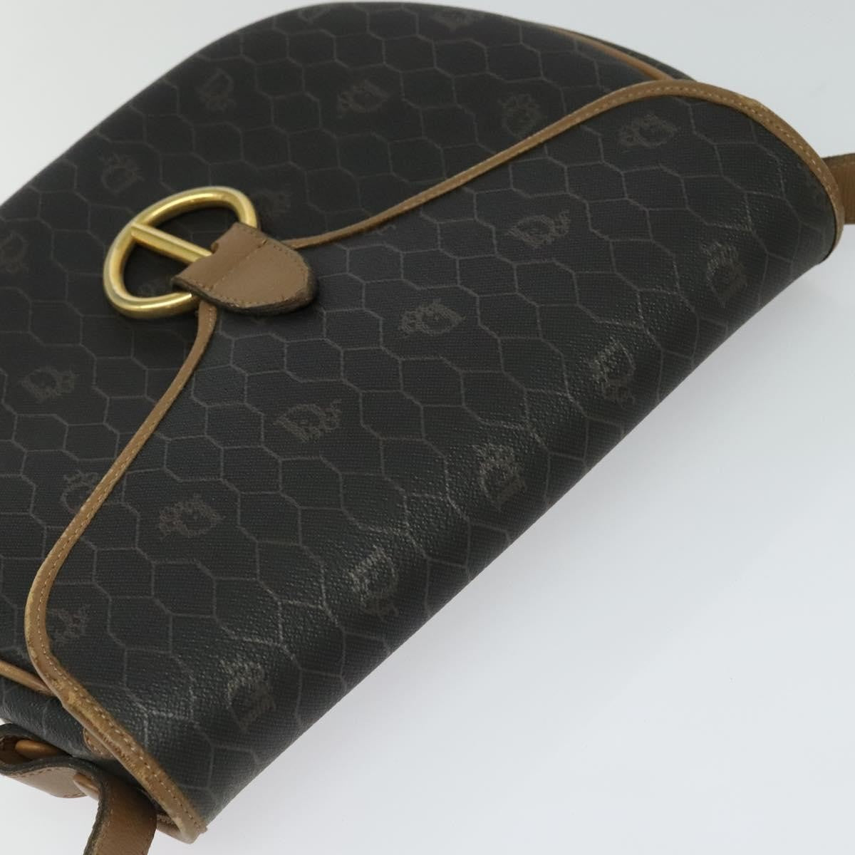 Christian Dior Vintage Honeycomb Flap Canvas And Leather Black Canvas Shoulder Bag Bag (Pre-Owned)