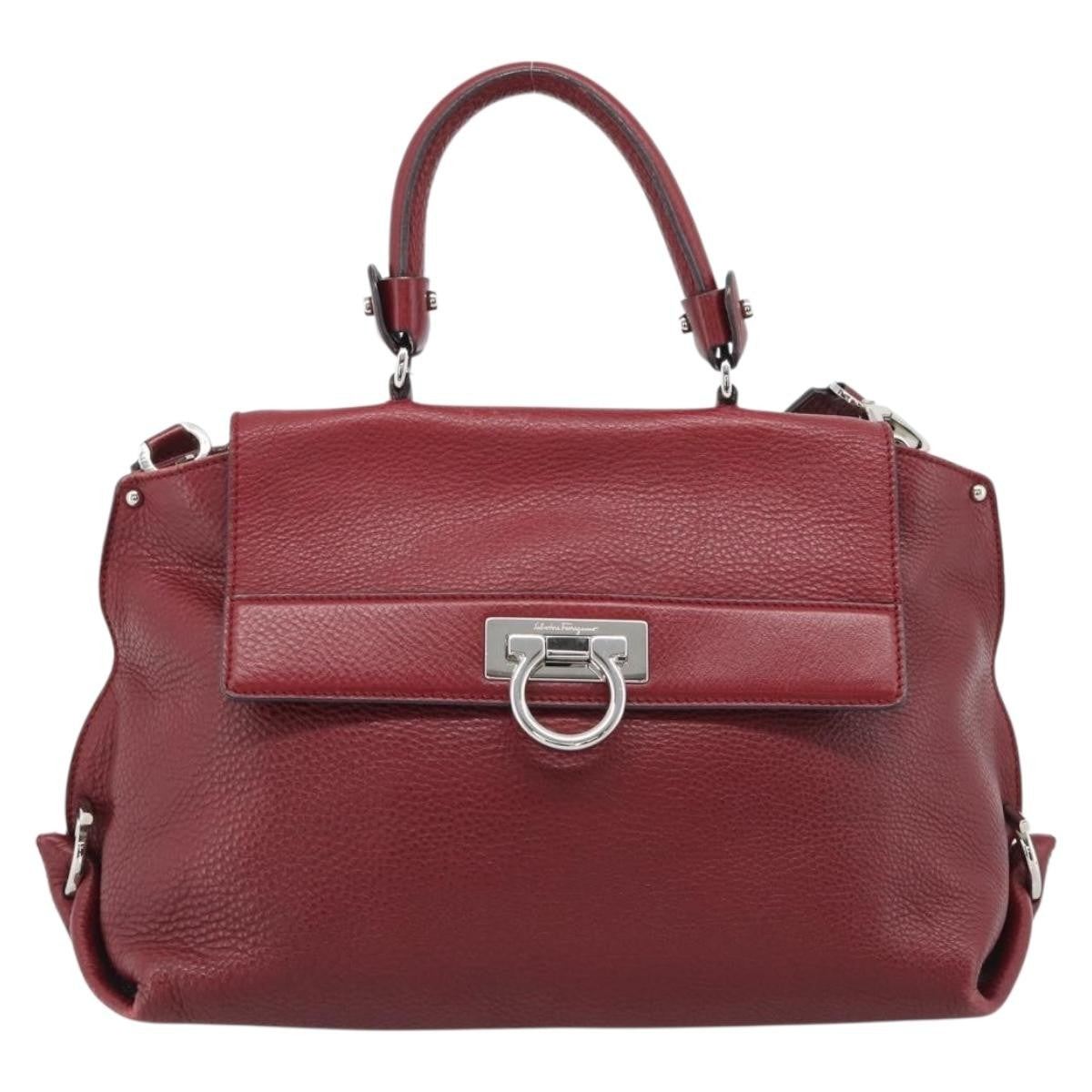 Salvatore Ferragamo Sofia Satchel Leather Red Leather Handbag (Pre-Owned)