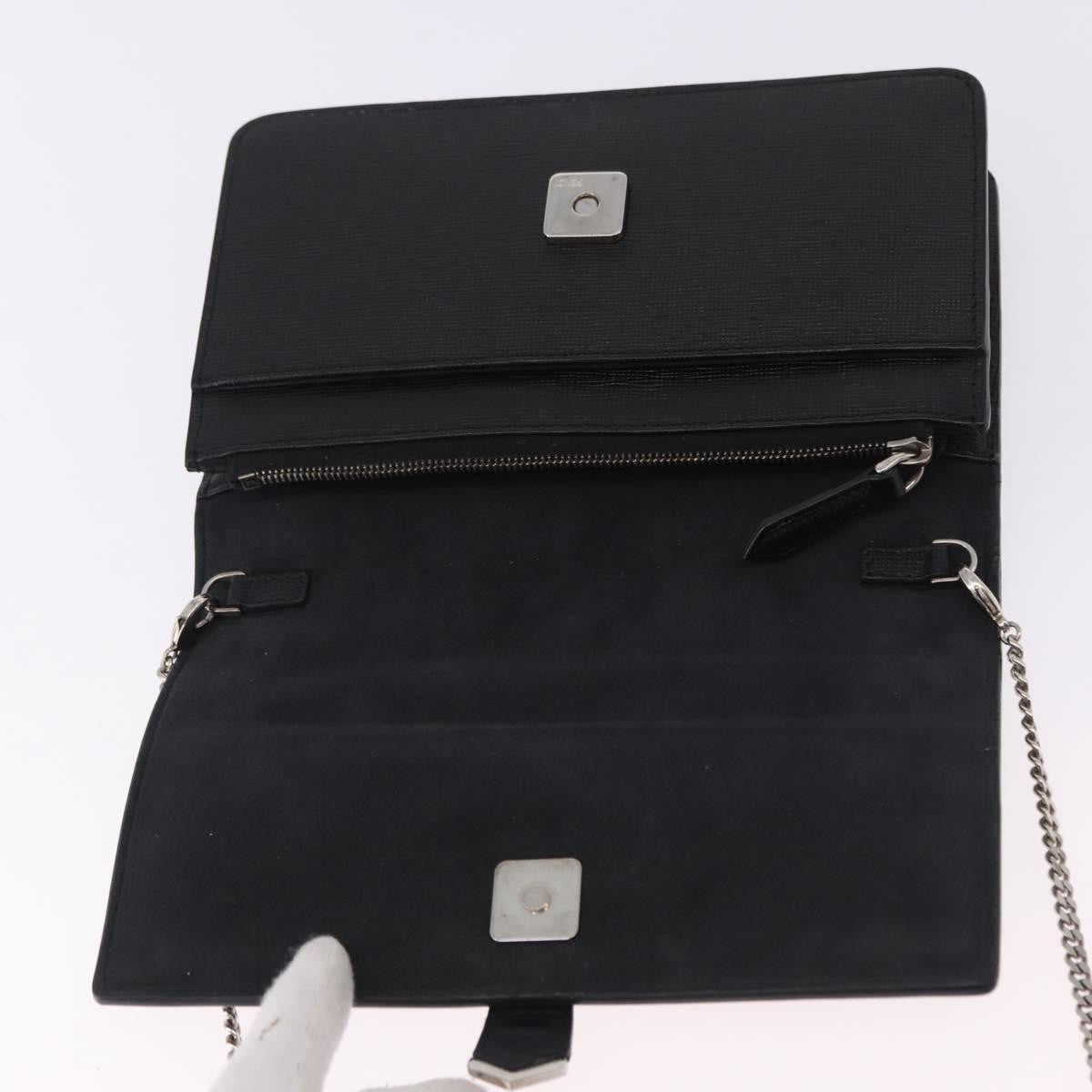 Fendi Karlito Wallet On Chain Studded Saffiano Leather Black Leather Crossbody Bag Bag (Pre-Owned)