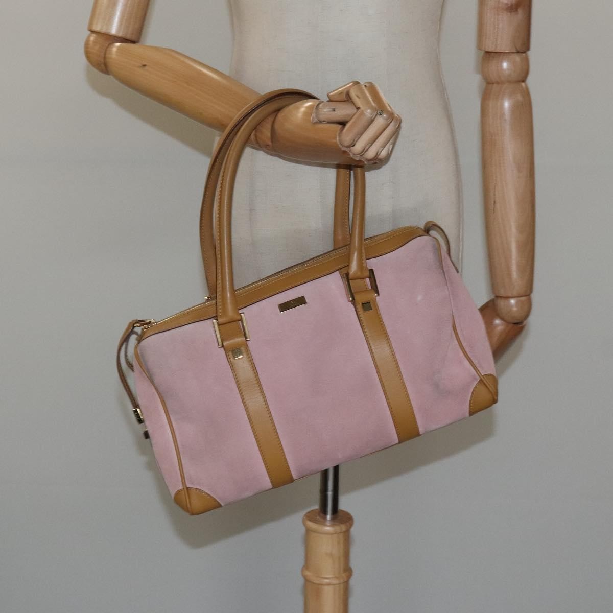 Gucci Vintage Canvas Pink Suede Handbag (Pre-Owned)