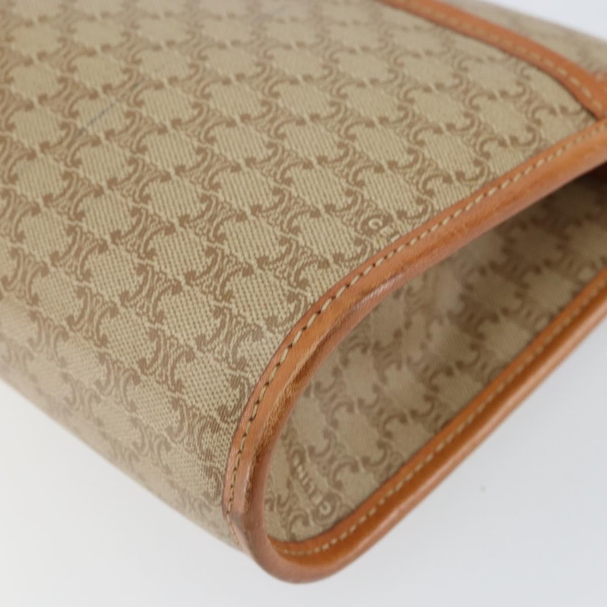 Celine Vintage Macadam Canvas And Leather Beige Canvas Shoulder Bag Bag (Pre-Owned)
