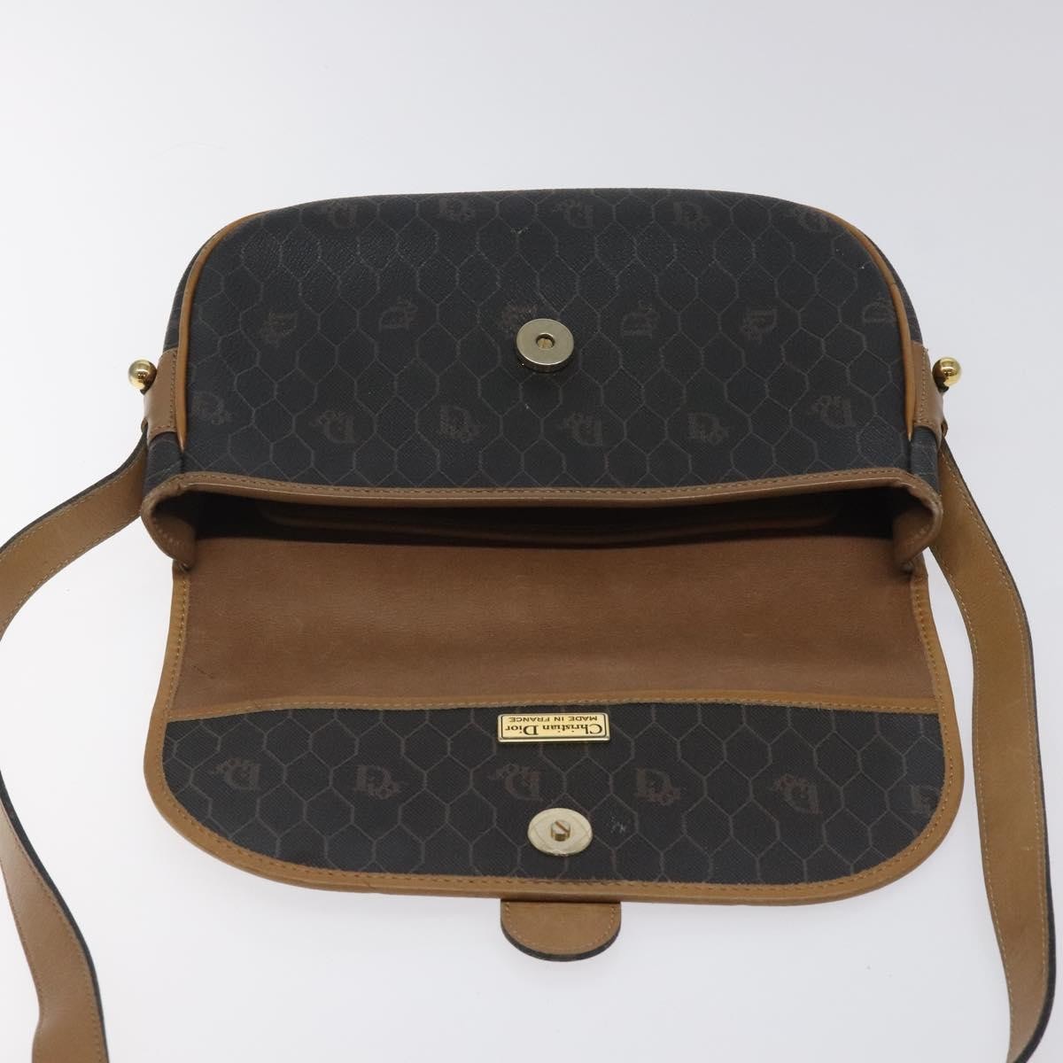 Christian Dior Vintage Honeycomb Canvas Black Canvas Shoulder Bag Bag (Pre-Owned)
