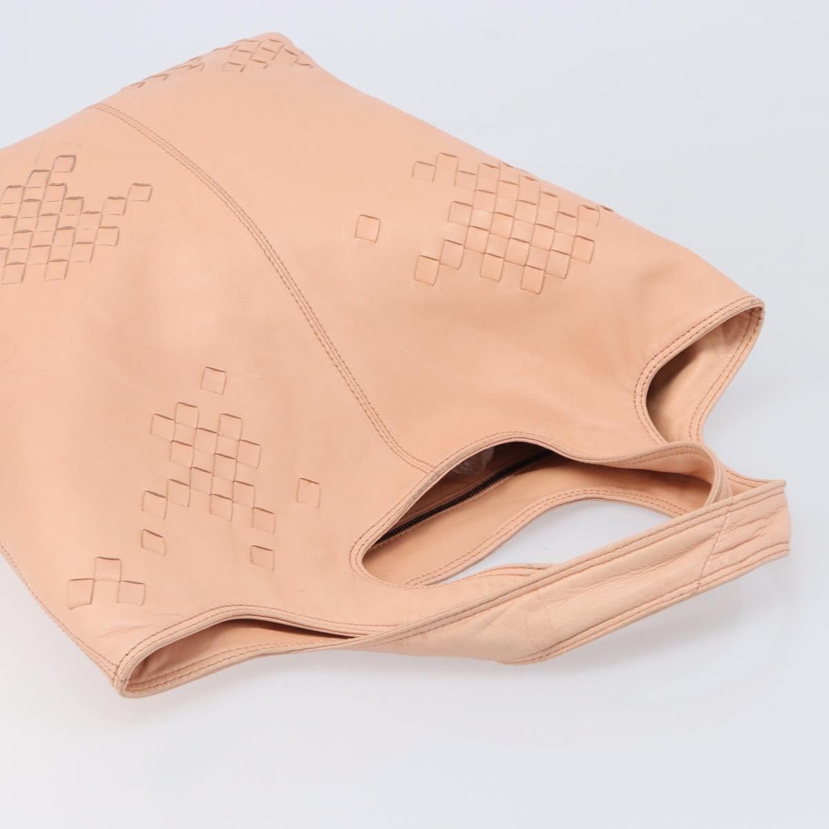Bottega Veneta Regent Leather With Intrecciato Detail Pink Leather Tote Bag Bag (Pre-Owned)