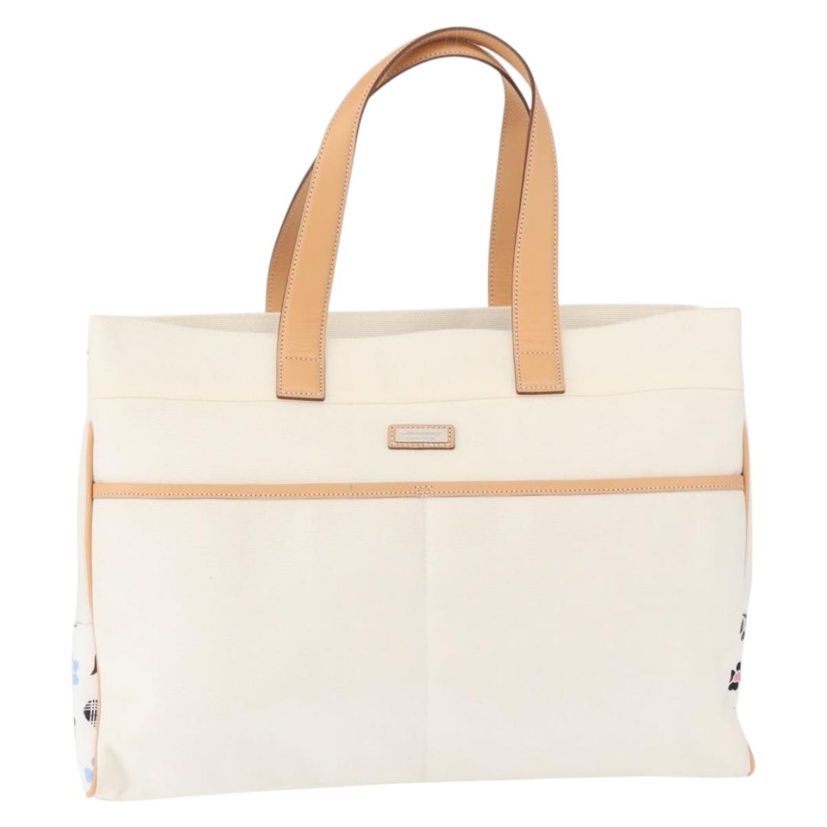 Burberry Black Label Canvas White Canvas Tote Bag Bag (Pre-Owned)