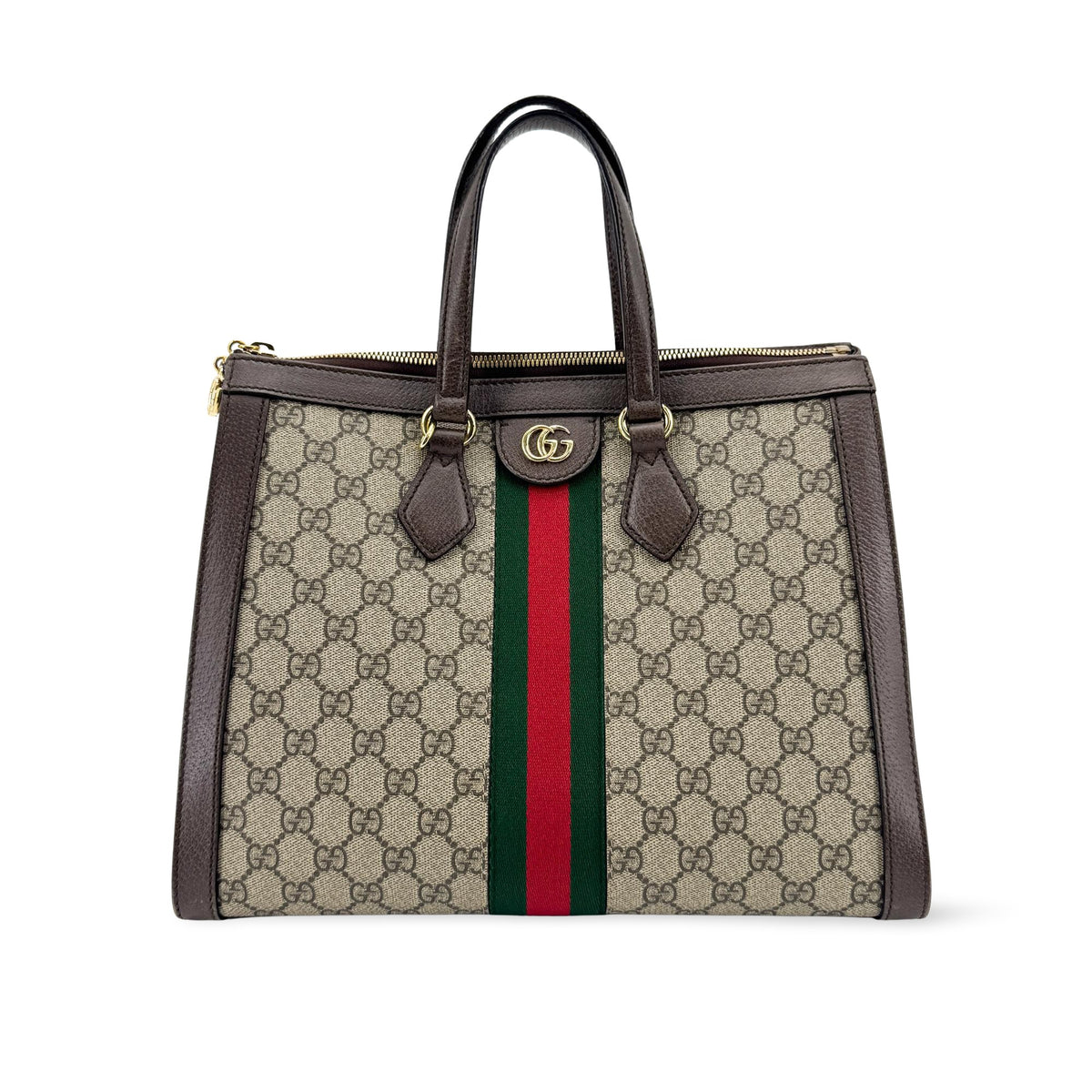 Gucci Ophidia Top Handle Gg Coated Canvas Brown Canvas Tote Bag Bag (Pre-Owned)