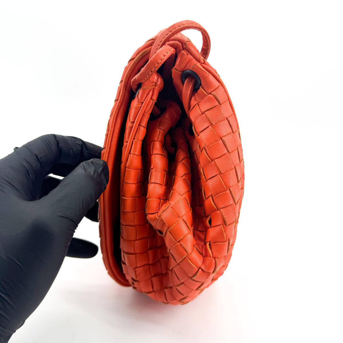 Bottega Veneta Convertible Flap Intrecciato Nappa Orange Leather Shoulder Bag Bag (Pre-Owned)