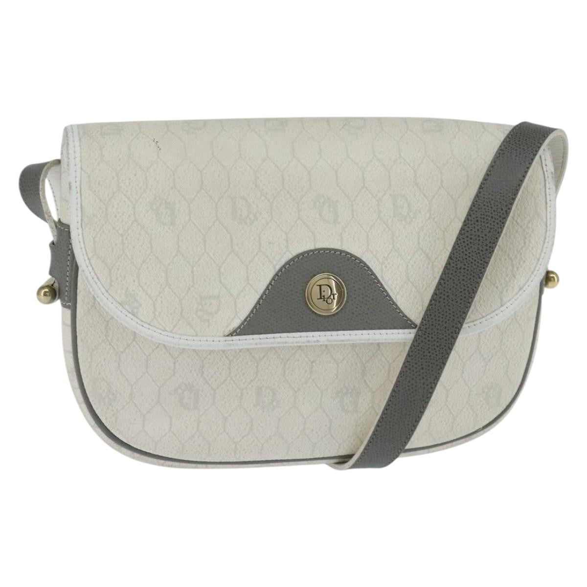 Christian Dior Vintage Honeycomb Flap Coated Canvas White Canvas Wallets Accessory (Pre-Owned)