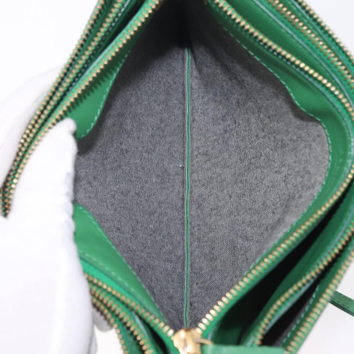 Celine Trio Leather Green Leather Crossbody Bag Bag (Pre-Owned)