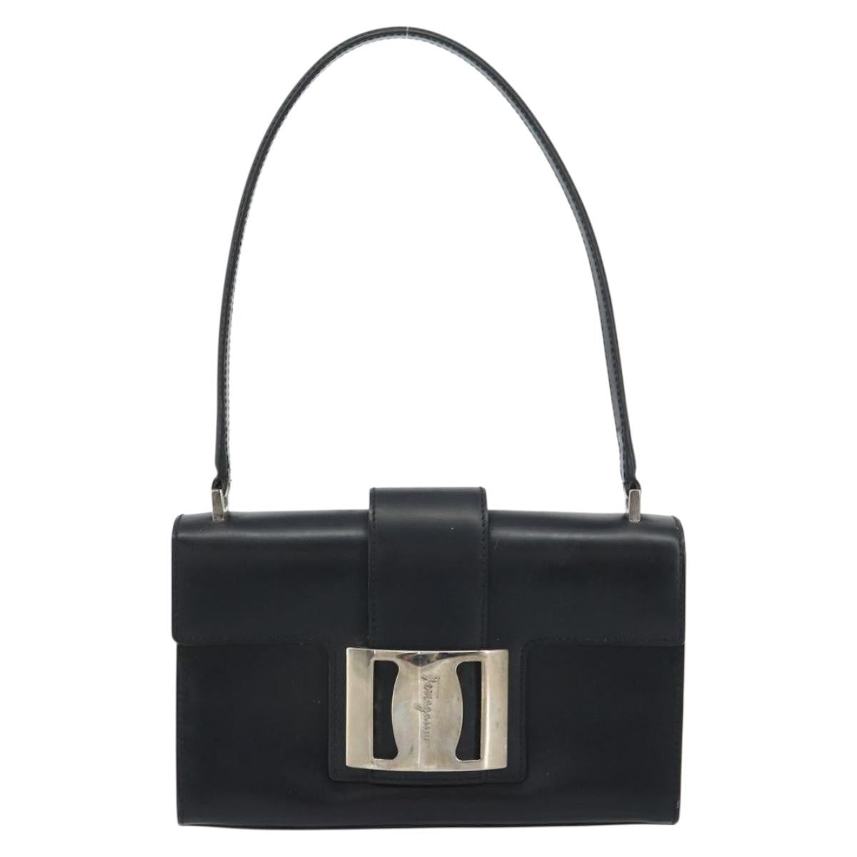 Salvatore Ferragamo Vala Leather Black Leather Handbag (Pre-Owned)