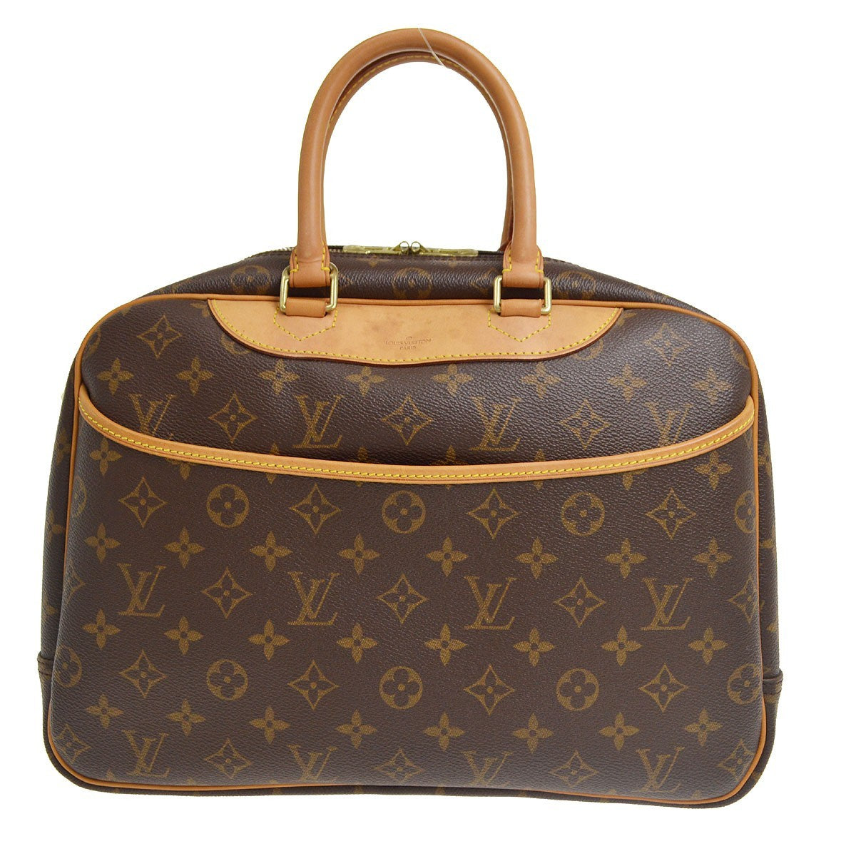 Louis Vuitton Bowling Vanity Printed Tuffetage With Leather Brown Canvas Handbag (Pre-Owned)