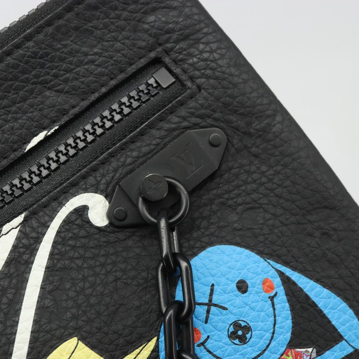 Louis Vuitton Lv Friends A4 Printed Monogram Taurillon Leather Black Canvas Clutche & Pouche Bag (Pre-Owned)