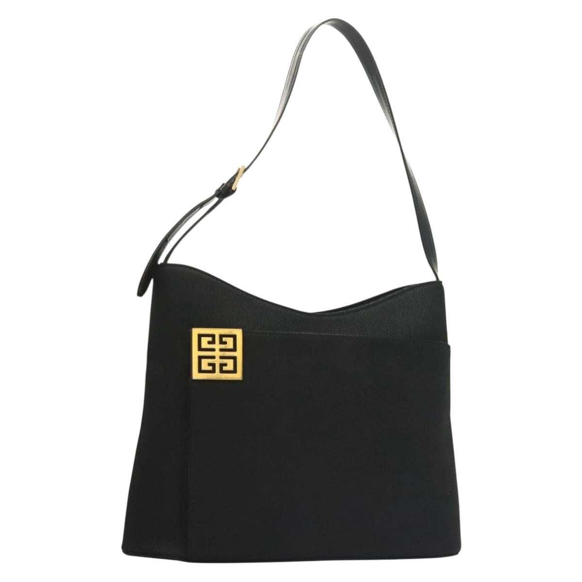 Givenchy Vintage 4G Leather Black Canvas Shoulder Bag Bag (Pre-Owned)