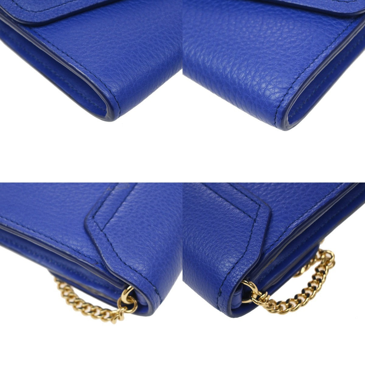 Chloe Aby Chain Leather Blue Leather Shoulder Bag Bag (Pre-Owned)