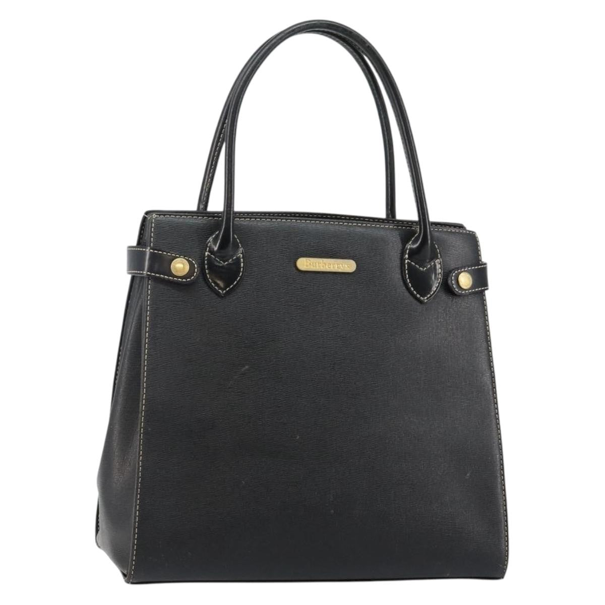 Burberry Vintage Leather Black Leather Handbag (Pre-Owned)