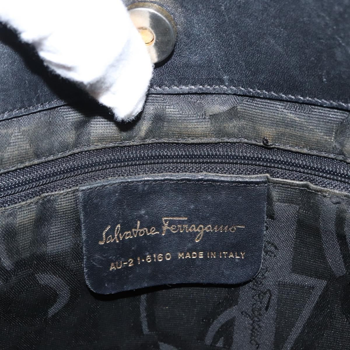 Salvatore Ferragamo Vala Tote Canvas Black Canvas Tote Bag Bag (Pre-Owned)
