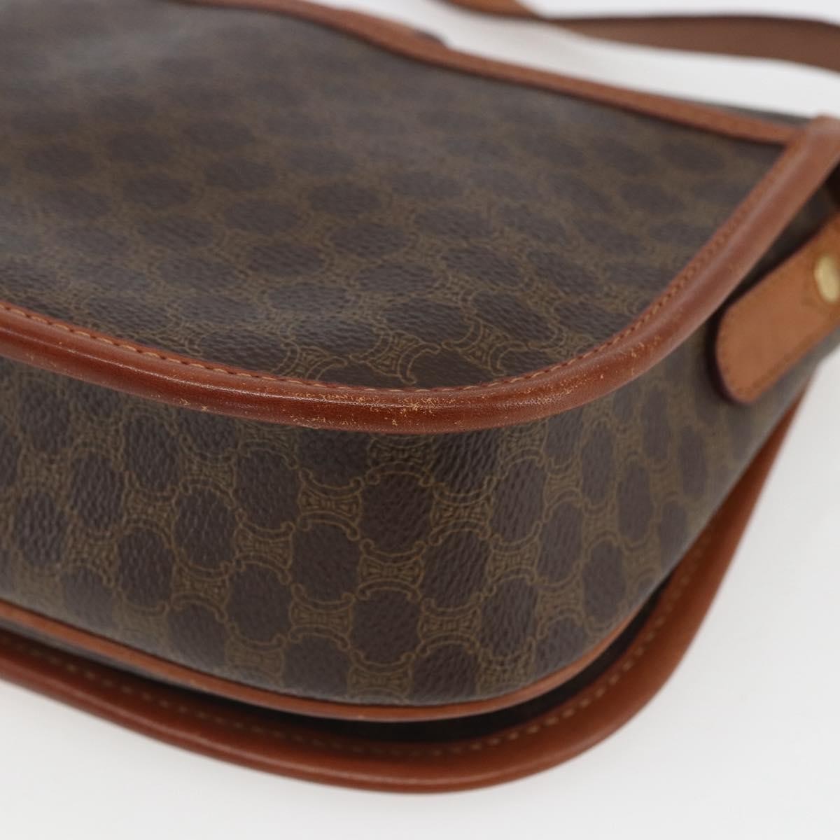 Celine Vintage Macadam Canvas And Leather Brown Canvas Shoulder Bag Bag (Pre-Owned)